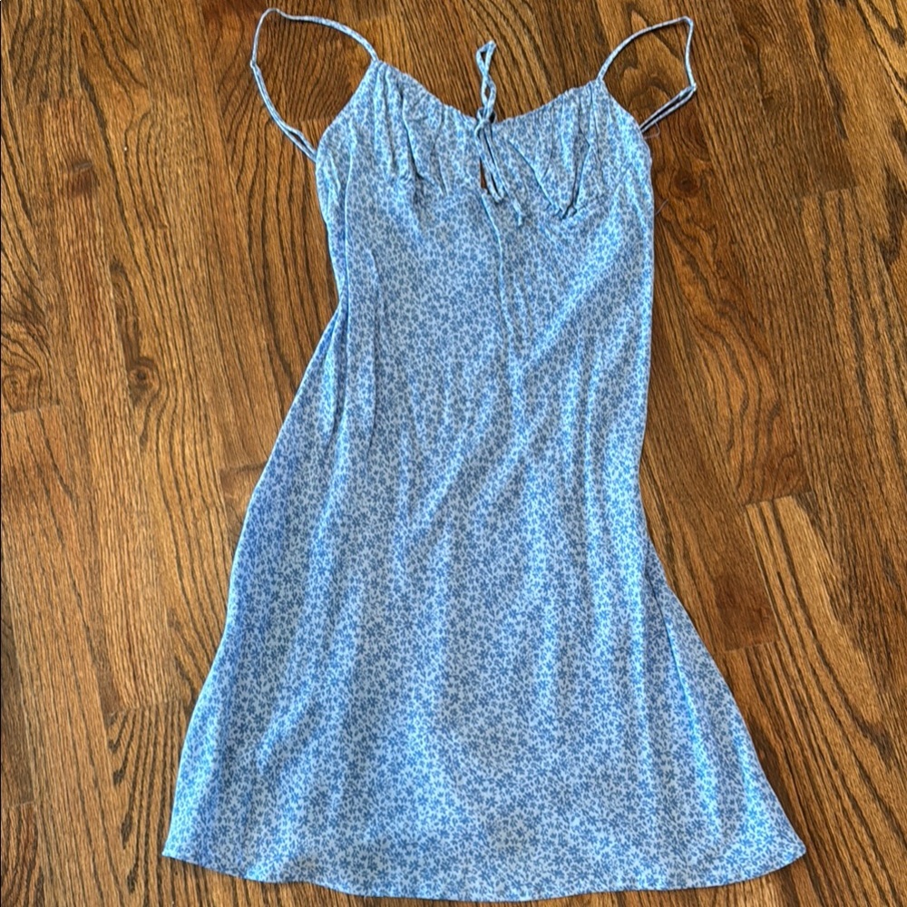 Blue Floral Spaghetti Strap Dress.  Small